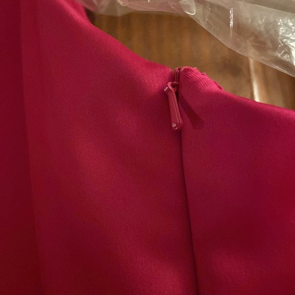 David’s Bridal stretch satin dress. Size 12, color is begonia. Zips in back. - Picture 4 of 5